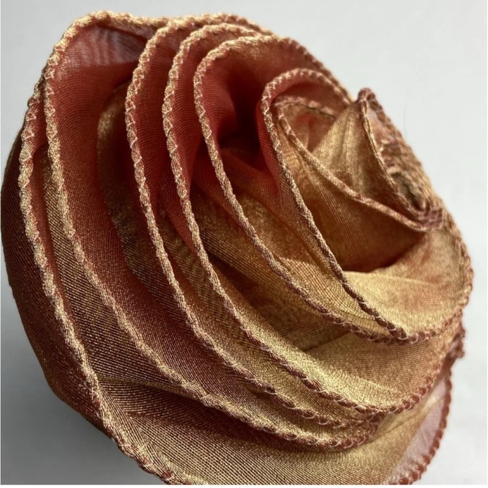 Vintage Gorgeous rose gold taffeta gossamer Iridescent crystal coin purse